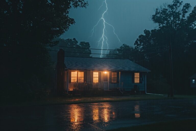Thunderstorm over city